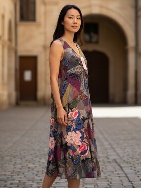NWT Biya Johnny Was Mesh Embroidered Sleeveless Dress